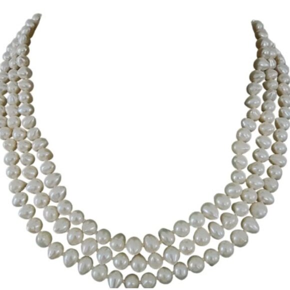Drop-shape pearls infinity necklace high luster 60 inches A0191 - Picture 1 of 6